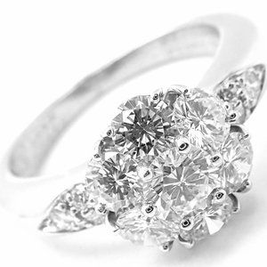 Authentic! Van Cleef & Arpels Platinum Diamond Fleurette Flower Ring
